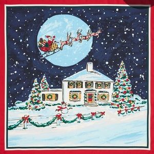 Silk scarf, Santa and his reindeer